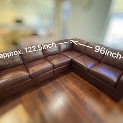 L-Shaped Brown Leather Sectional Sofa | Detachable | Great Condition