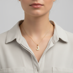 10K Yellow Gold Cz Letter "J" Bubble Pendant