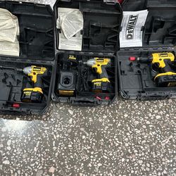 2 Dewalt Drills With Battery And Cases , No Charger 