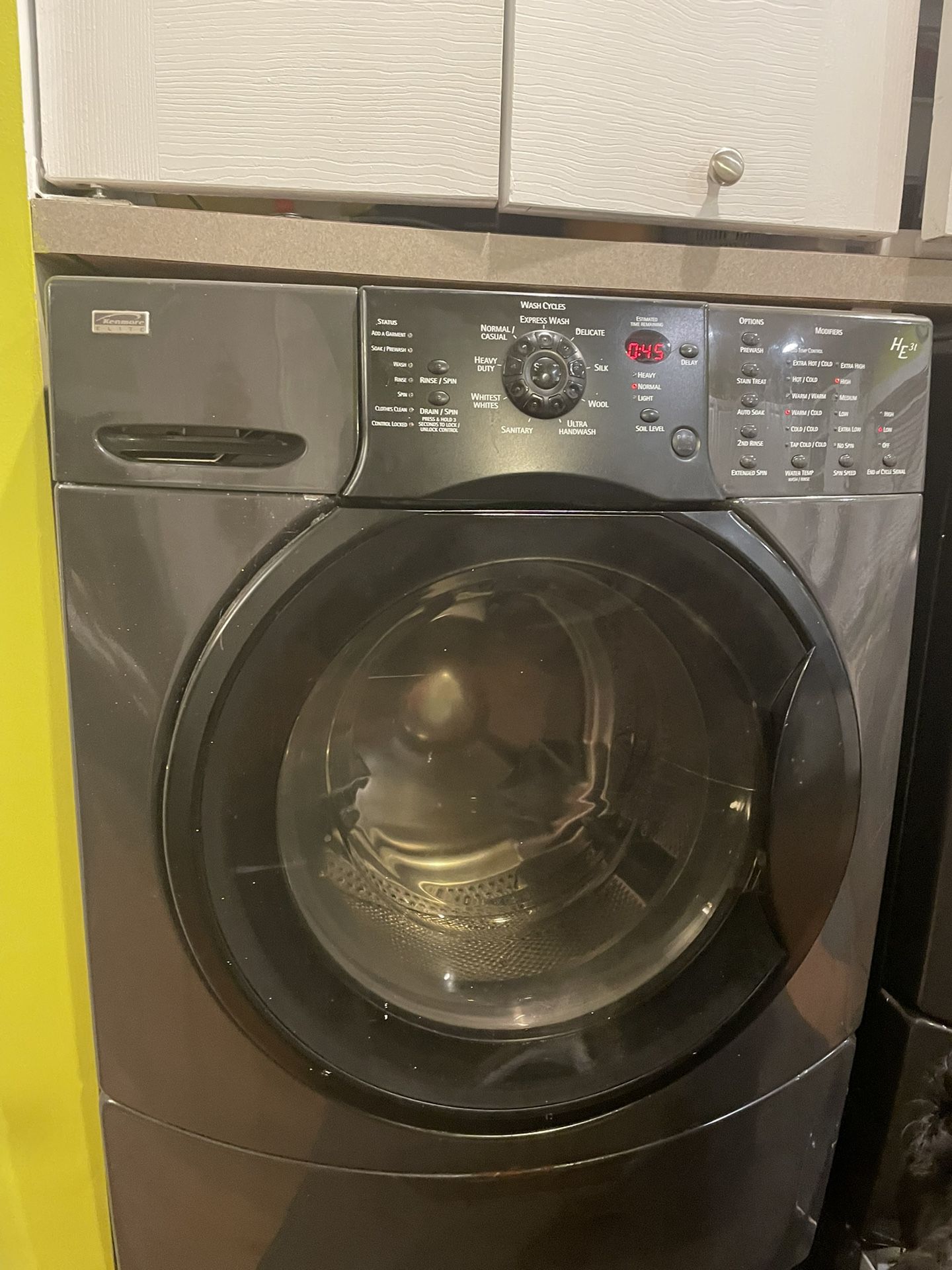 Kenmore Elite Front Loader Washer & Dryer With Pedestal Drawer