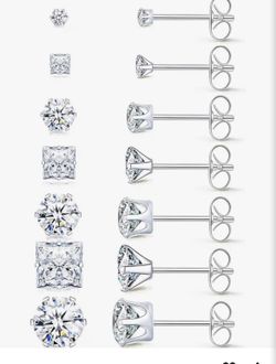 Set of Cubic Zirconia Stud Earrings