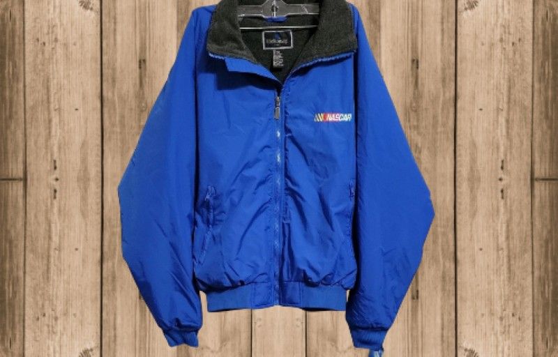 VINTAGE Holloway Men's Size L Chest 48 Blue NASCAR No Hood Wind Breaker Jacket