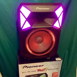 Pioneer PSX615 700W Bluetooth Party Speaker - Karaoke (2 Mics+Guitar), LED Lights, Wheels, FM