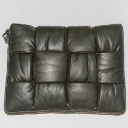 Bottega Veneta 'Olive Green' Padded Intrecciato Laptop Pouch