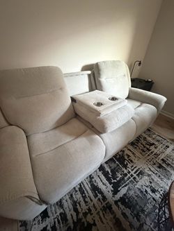 Brand new Light Gray Fabric Reclining Sofa with Console