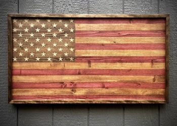 Rustic wood American flag