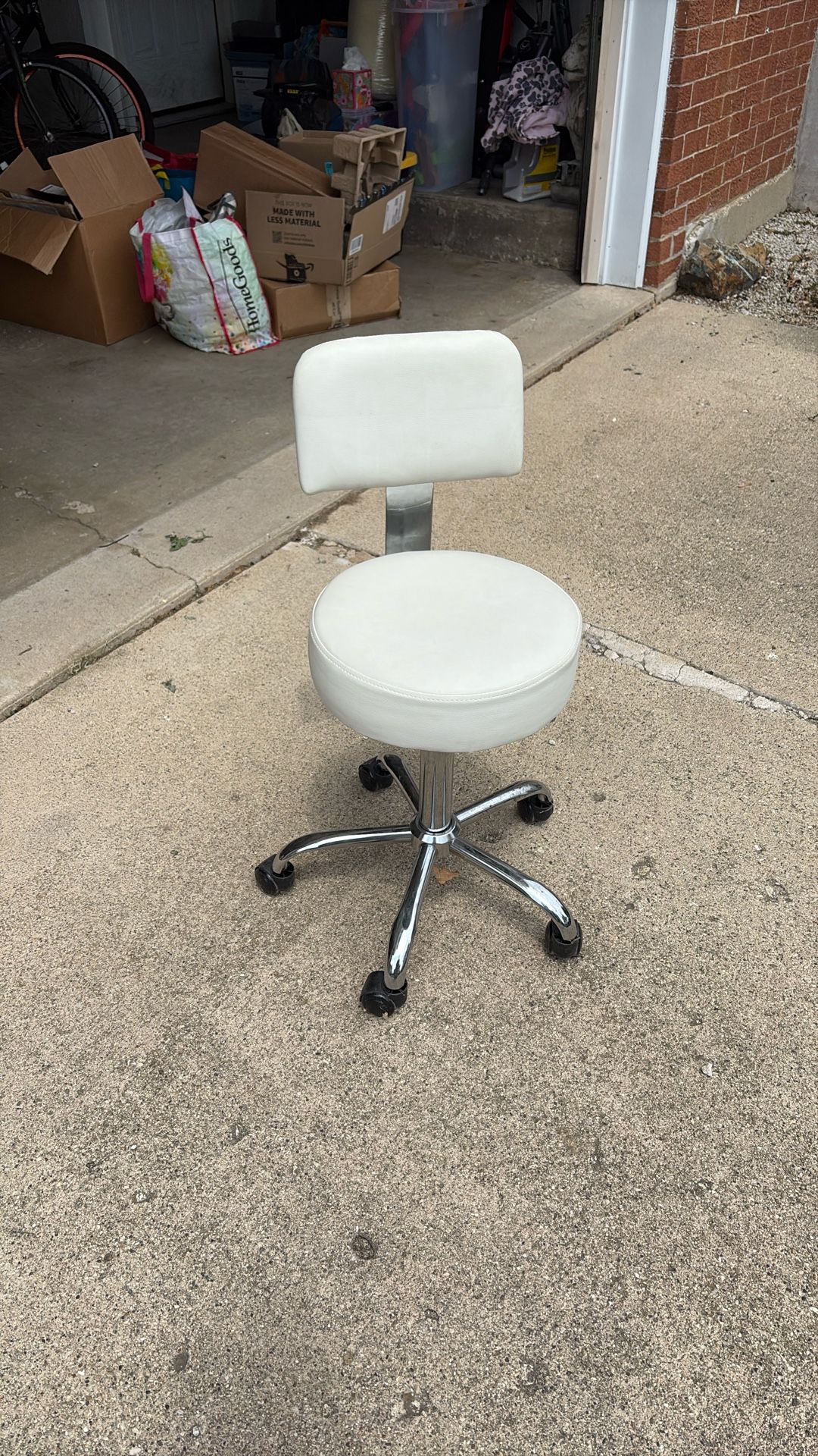 Medical Office Chair - White Rolling Stool