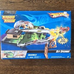 New Hot Wheels Turbo Town City Speedway Blue Car
