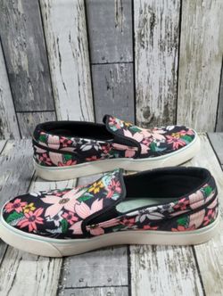 Nike Floral Toki Aloha Pack Women's Size 8  Black Slip On Canvas