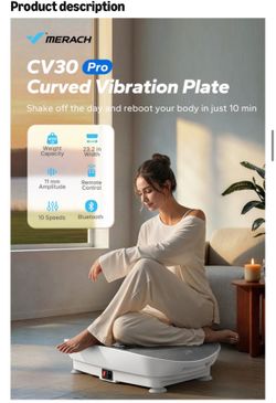 White vibration exercise plate with Bluetooth music playback capability