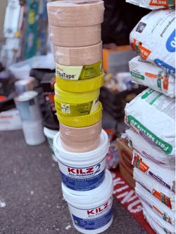 All purpose Primer and multiple rolls of FibaTape Drywall Mesh Tape & Reinforcement Tape