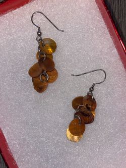 Tortoise shell disc dangle earrings