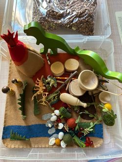 Dinosaur Volcano  sensory imagination play scape with felt mat and case