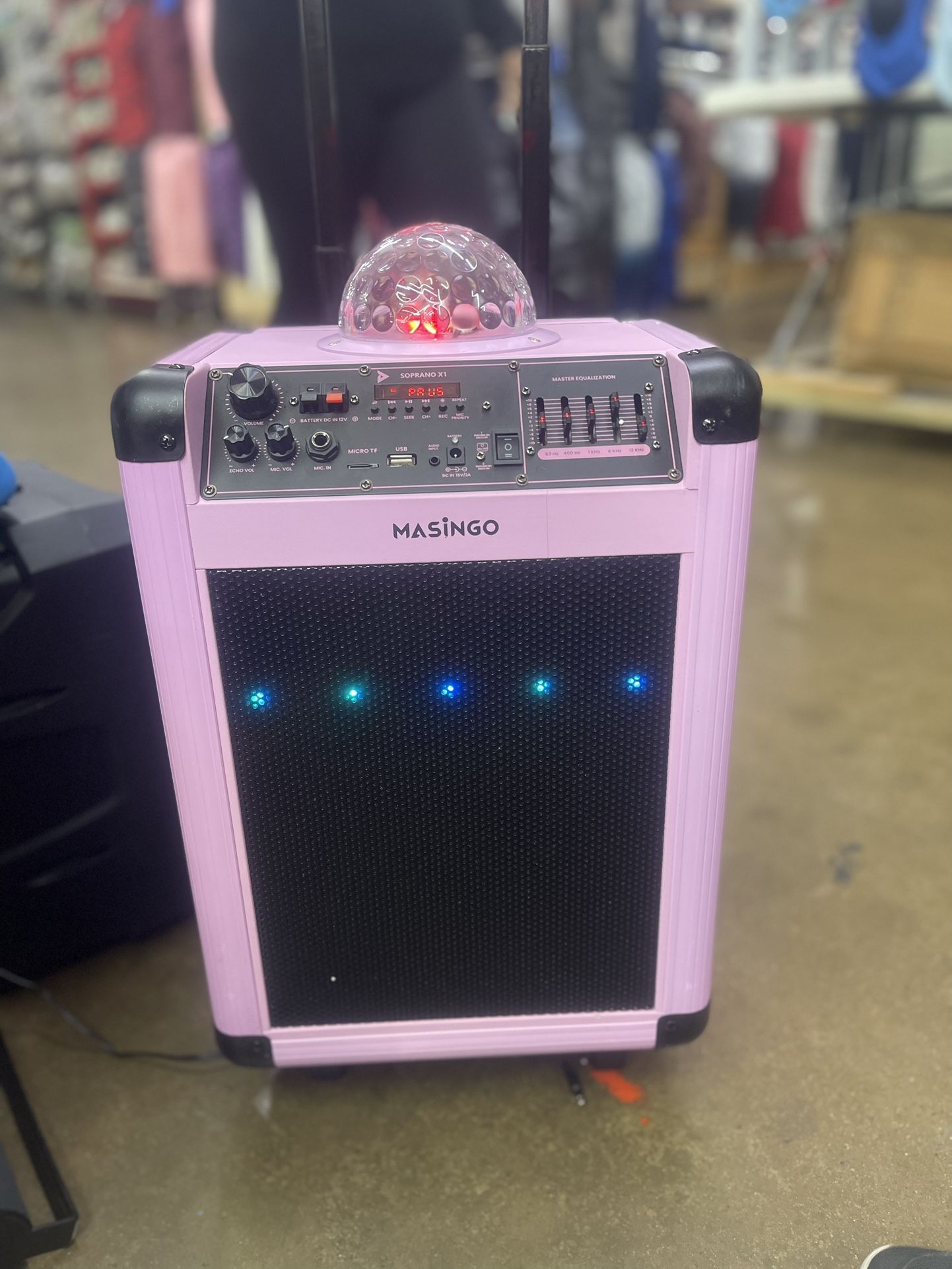 MASINGO Karaoke Machine for Adults and Kids with 2 Bluetooth Wireless Microphones. Portable Singing PA Speaker System with Disco Ball Party Lights, Ly