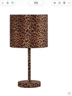 Faux Suede Leopard Print Metal Table Lamp