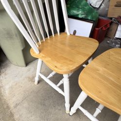 White And natural Wood Dining Chairs  X4