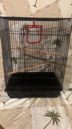Clean Black Metal Bird Cage – Includes Swing & 2 Perches