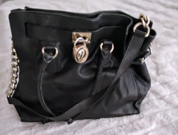 Michael Kors Black Leather Satchel Bag/Purse/tote
