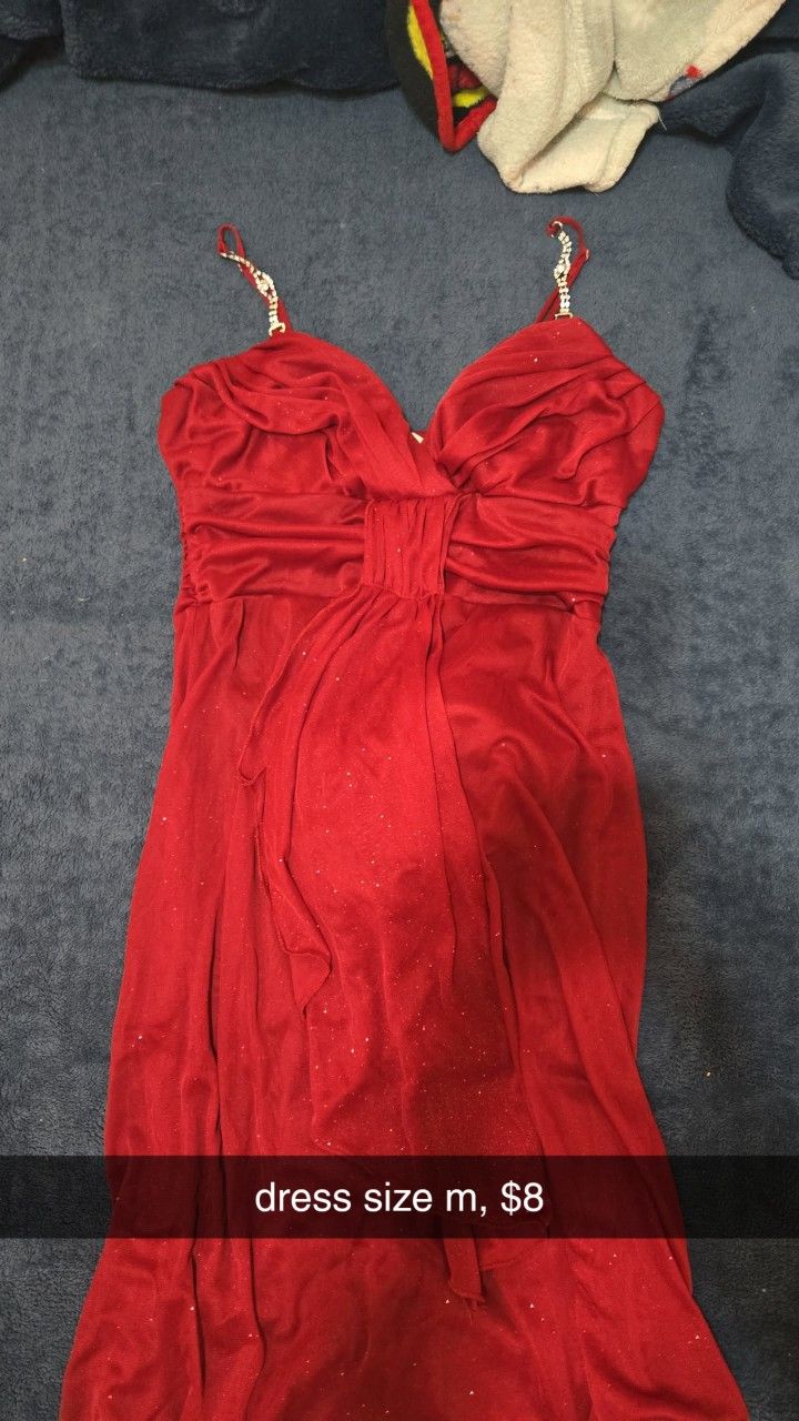 red sparkling dress with silver embellishments 