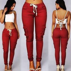 BONSHINY Womens Drawstring Waist Jogger Cargo Pants Slim Fit Trousers with Pockets