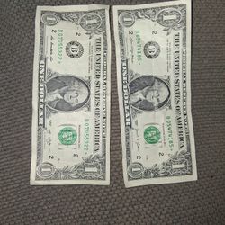 2  1 dollar bills 
