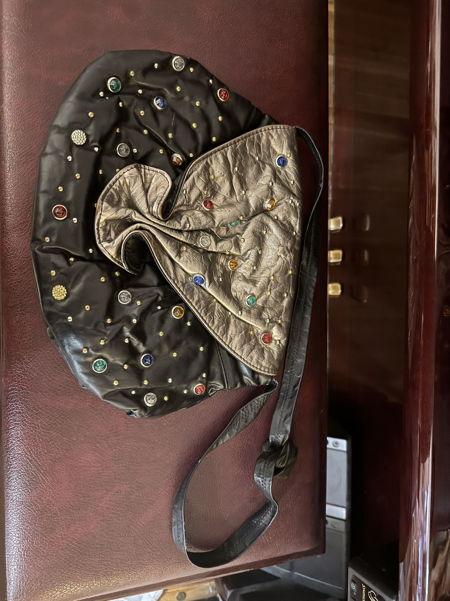 MOVING SALE Prima Moda black & bronze leather purse with stones