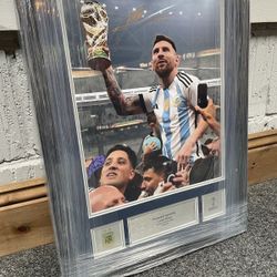 Messi Framed Hand Signed Photo w/ COA | World Cup 2022 Winner