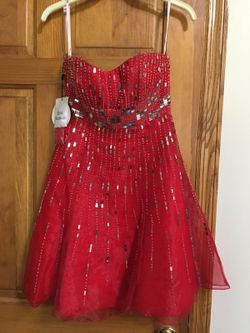 Red & Silver sequin homecoming or prom dress