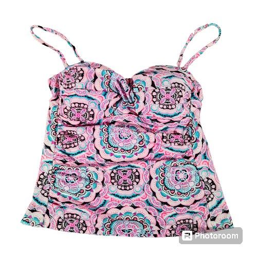 Swimsuit Tankini Top Pink Boho Juniors Size Medium