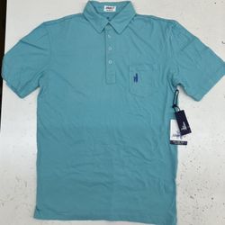 JOHNNIE-O Polo Shirt Aqua Mens Small S Blue Stretch Golf Surf New NWT