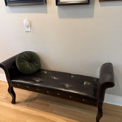 Vintage Leather Tufted Bench / Chaise Lounge