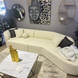 Redondo Ivory Boucle 2pc Curved Sectional Sofa