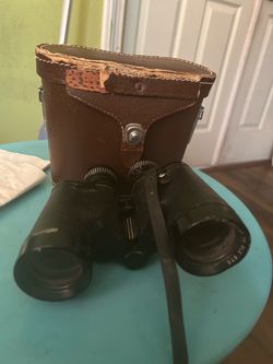 Vintage Black Binoculars with Leather Case