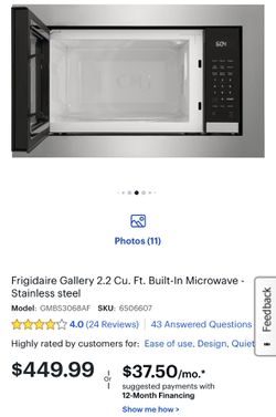 Frigidaire Gallery 2.2 Cu. Ft. Built-In Microwave in Stainless Steel