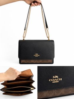 COACH black & brown signature logo KLARE purse