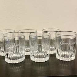 Crown Royal Etched Logo Whiskey Glasses  - Set of 6