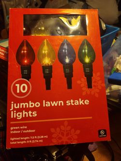 2 NIB sets of 10 Jumbo lawn stake lights for Christmas
