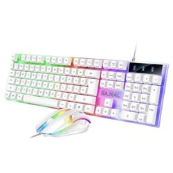 BAJEAL RGB White Gaming Keyboard & Mouse Set – Light Up Your Setu