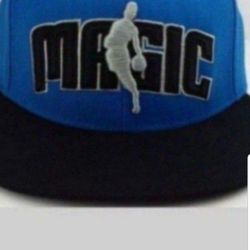 ADIDAS/NBA ORLANDO MAGIC LIMITED EDITION MEN'S HAT SNAP BACK CLIP FLAT BRIM DARK BLUE /DARK BLACK BIG MAGIC FRONT STITCHING BRAND NEW WITH OUT TAGS