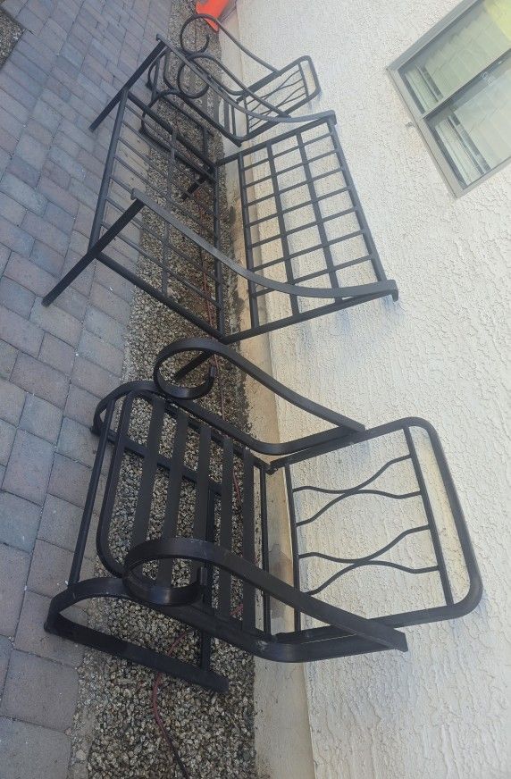 $300  ARIZONA IRON BENCH AND 2 ROCKING CHAIRS 