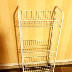 White Metal Wire Roll Away Shelf Storage Basket..3 Tier Shelfs. 2 Ft Tall..Great For Storage..Like New!