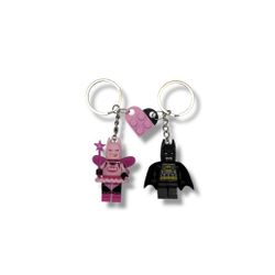 Valentines day couple matching block keychain. Black man pink women
