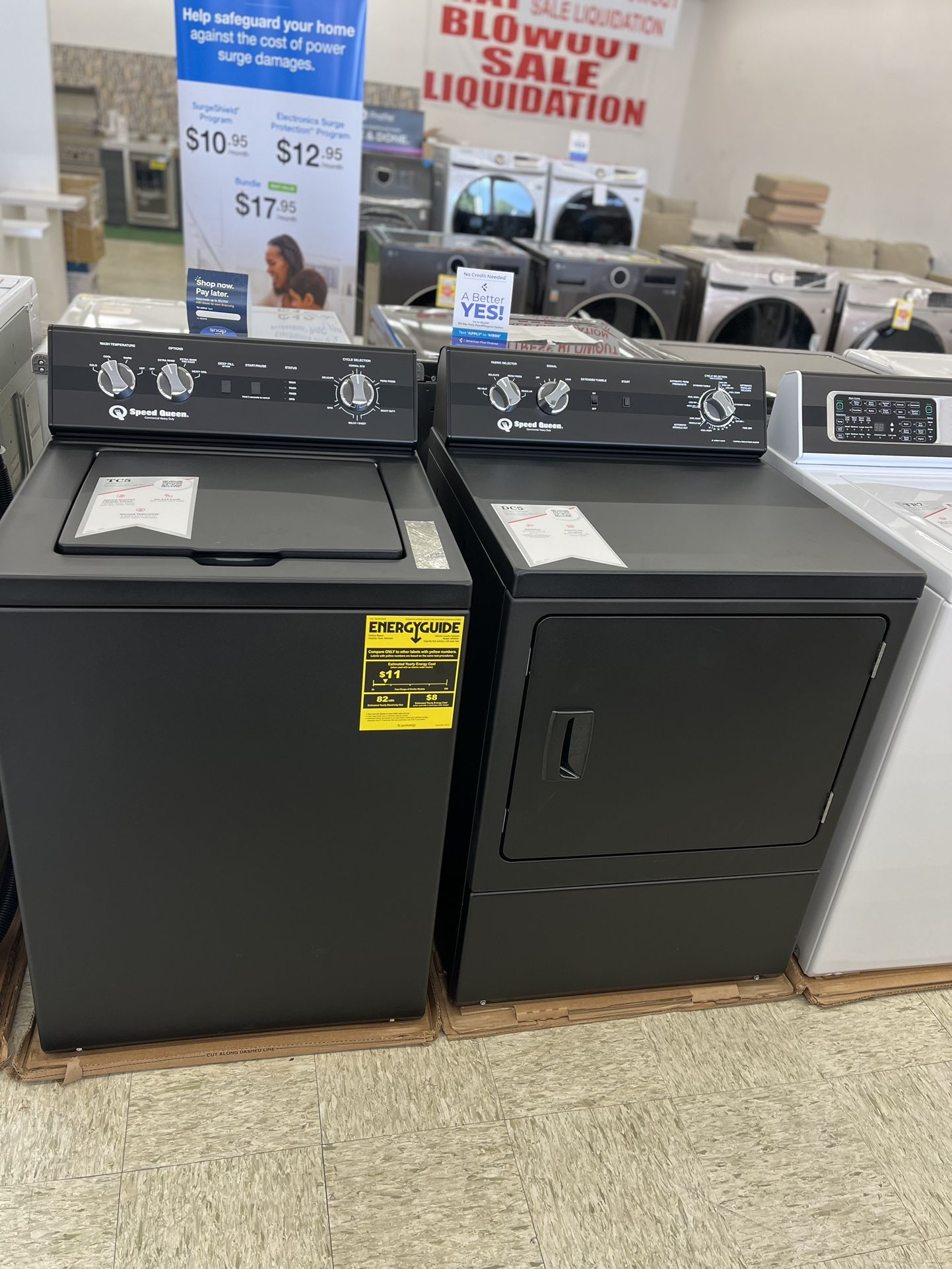 New Speed Queen(TC5 & DC5) Top Load Washer And Dryer In Black Color