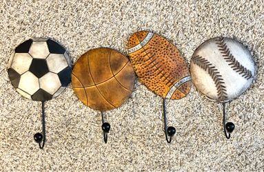 Sports fans metal rack with hooks