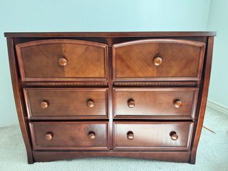 6-Drawer Wood Dresser Dark Walnut Finish