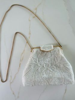 👛Vintage Hand-Beaded White Evening Bag – Bridal Beauty with Timeless Elegance!👛