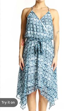 New Women’s Banana Republic Blue and White Hankerchief Hem Dress