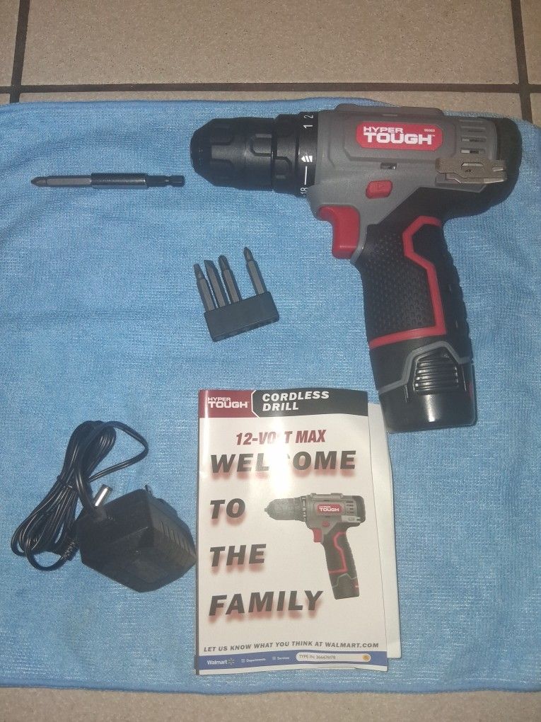 Brand New Hyper Tough 12v Drill Comes With Everything For It.