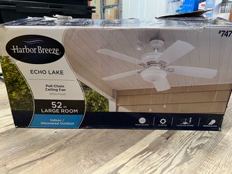 Echo Lake 52-in White Uncovered Outdoor Ceiling Fan With Light and Pull Chain Included