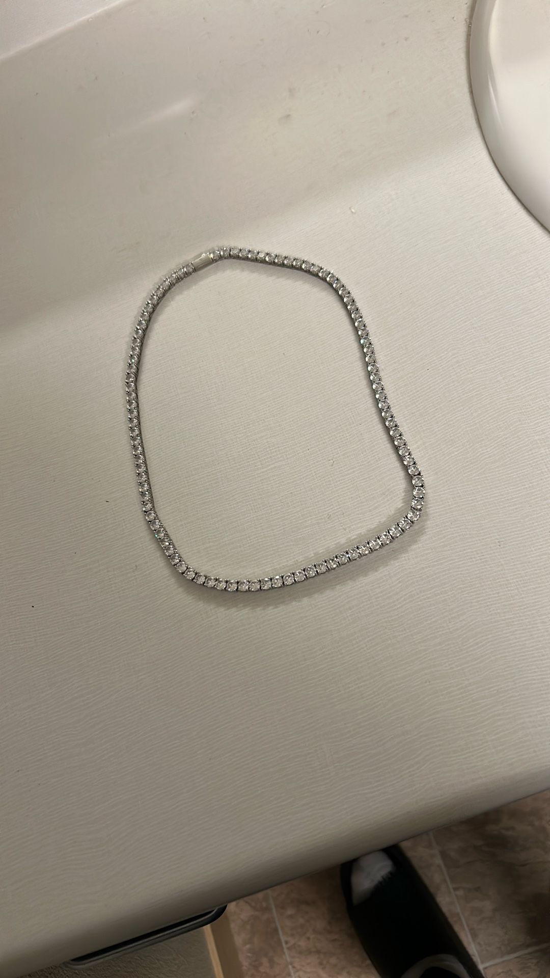 Moissanite And White Plaited Gold Necklace Size 18 And 20 